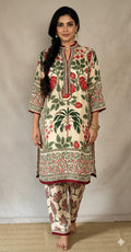 Crepe silk pakistani kurti with bottom and dupatta