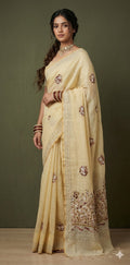 Soft linen tissue saree with handwork, with BP