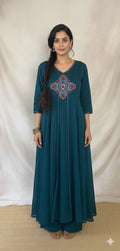Blue anarkali kurta with dupatta and bottom