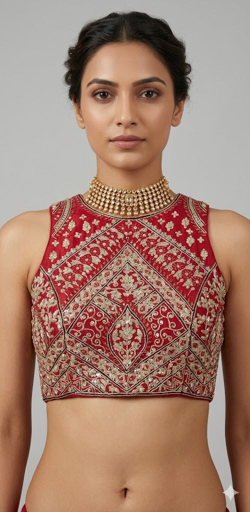 Red designer blouse