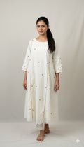 Off white jamdani cotton dress