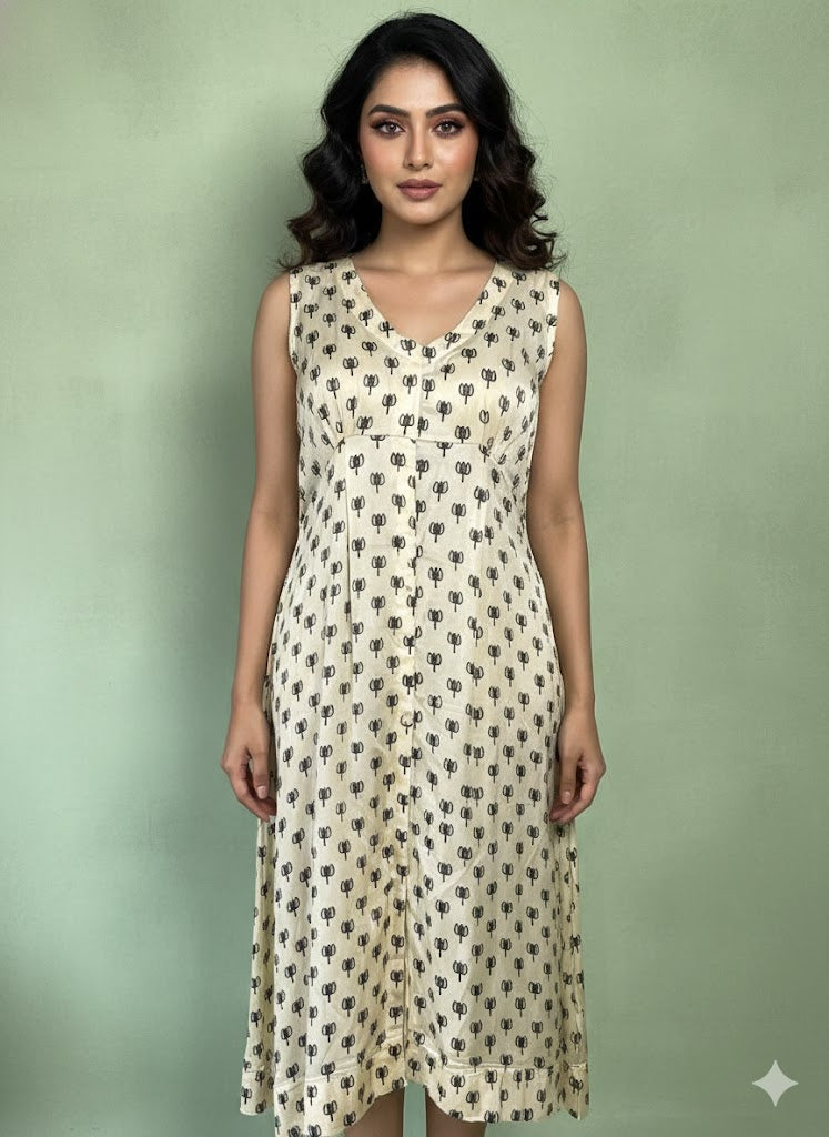 Off white modal silk dress
