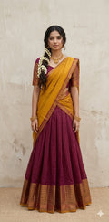 Dark Magenta narayenpettu cotton silk dhavani