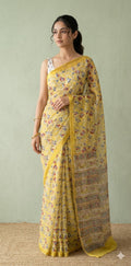 Premium handblock printed Pure Chiffon saree , with BP