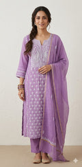 Designer Chikankari kurti with bottom and dupatta