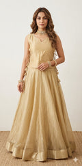 Gold tissue lehanga