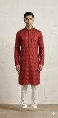 Maroon cotton silk kurta - 40