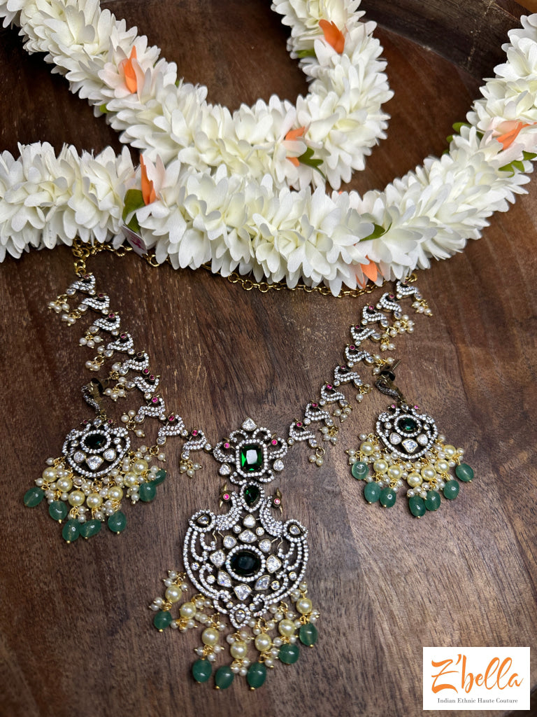 Victorian Finish Neckalce With Earring Necklace