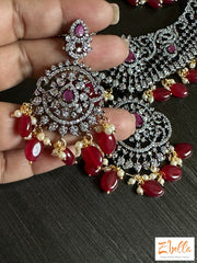 Victorian Finish Necklace With Ruby Color Beads Necklace