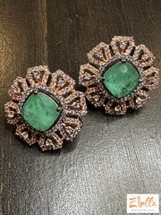 Victorian Finish Pendant And Earring Mint Green Stone Necklace
