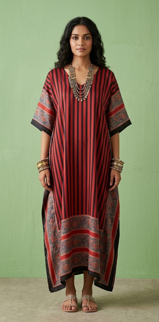 Designer Ajrakh modal silk dress