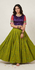 8 m flare navrathri skirt with foil mirror