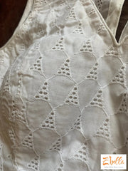 White Hakoba Cotton Blouse With Cut Work Blouse