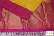 Yellow And Pink Combo Gadwal Silk Saree With Stitched Blouse Saree