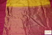 Yellow And Pink Combo Gadwal Silk Saree With Stitched Blouse Saree