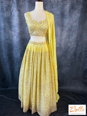 Yellow Heavy Sequins Lehanga Gown