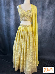 Yellow Heavy Sequins Lehanga Gown