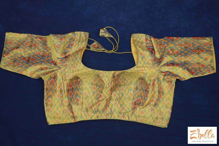 Yellow Ikkat Raw Silk Blouse Blouse