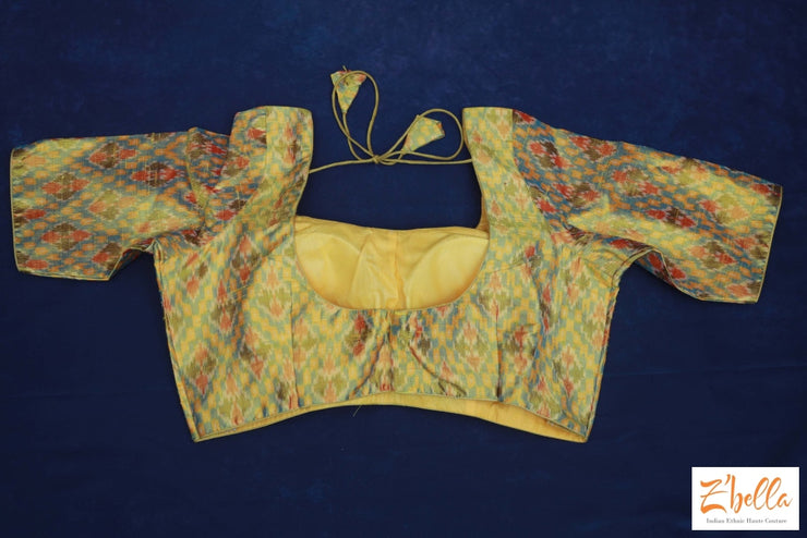 Yellow Ikkat Raw Silk Blouse Blouse