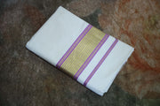 Set saree with lilac and gold border