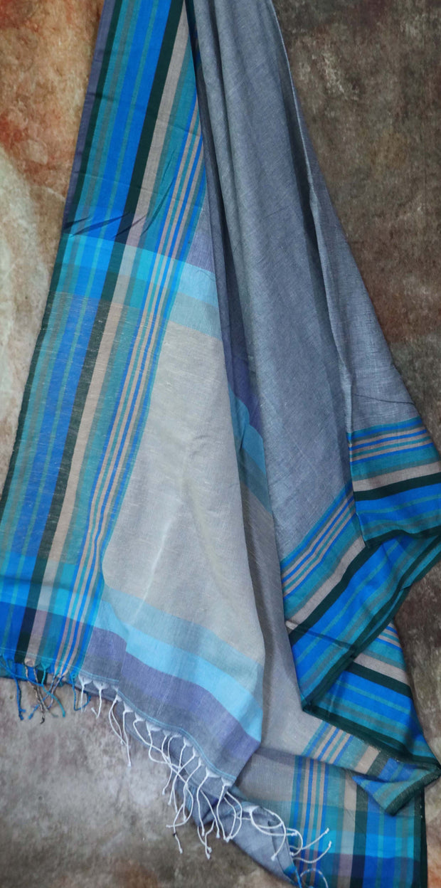 Grey cotton saree, with bp