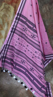 Pure Organic cotton handwoven light pink Bhujodi saree