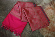 Pink Semi banarsi brocade saree, with stitched blouse