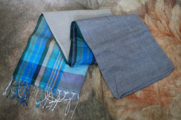 Grey cotton saree, with bp