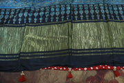 Modal Silk saree bandini body and Ajrakh pallu, stitched blouse