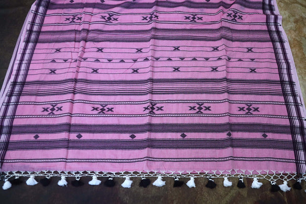 Pure Organic cotton handwoven light pink Bhujodi saree