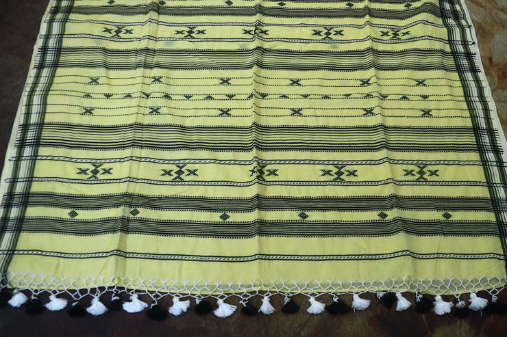 Pure Organic cotton handwoven yellow Bhujodi saree