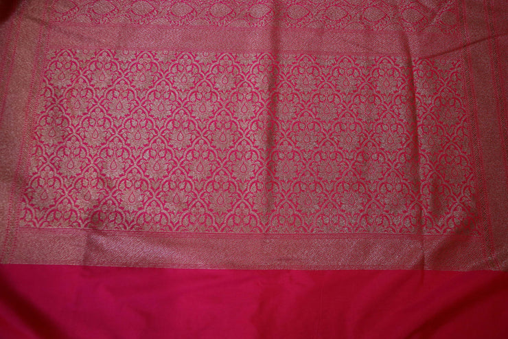 Pink Semi banarsi brocade saree, with stitched blouse