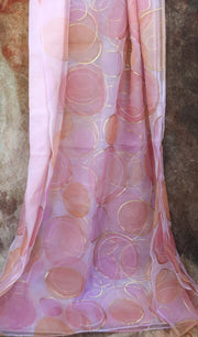 Hand painted PInk organza saree with