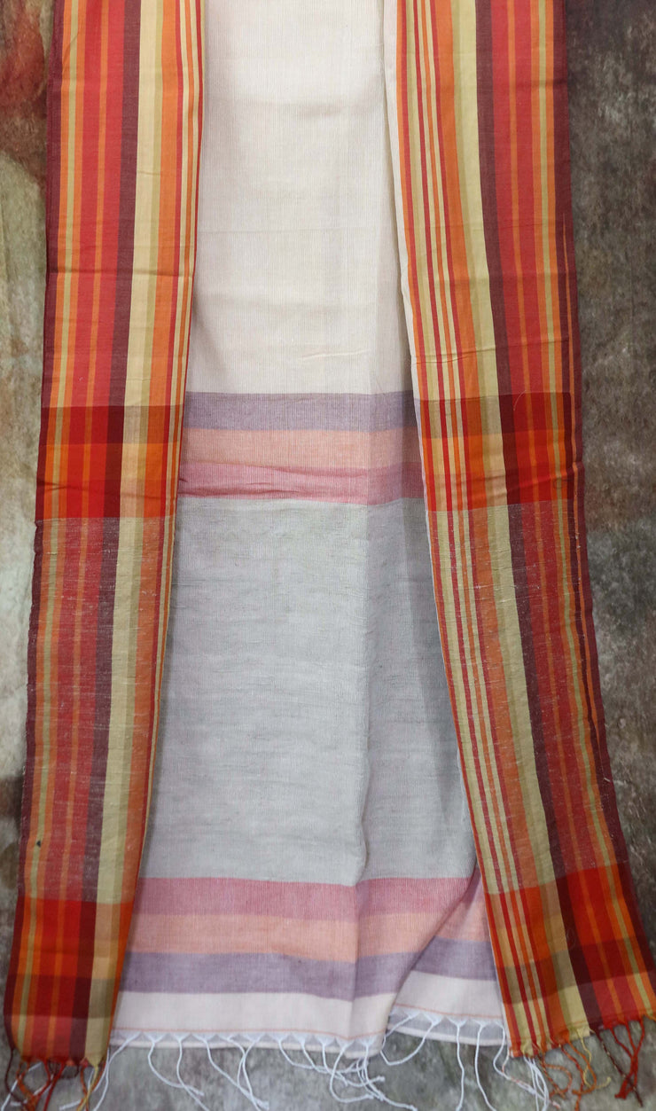 Offwhite cotton saree, with BP